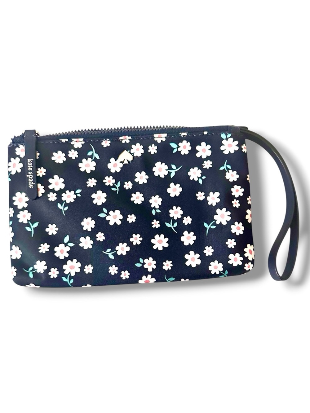 Kate Spade Stylish Jae Fleur Black Nylon Wristlet With Smooth Leather Trim. - Picture 3 of 15